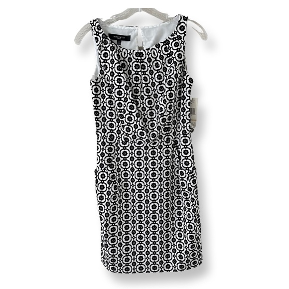 Nine West Sleeveless Dress Black and White Pattern  Women’s Size 2 NWT - Picture 1 of 16